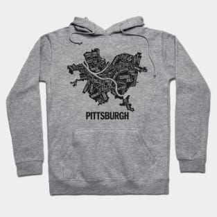 Pittsburgh Neighborhoods Map (Black Design) Hoodie